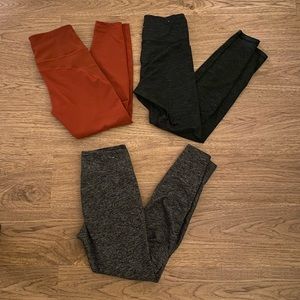 Old navy lot workout pants athletic ankle red gray stripe leggings